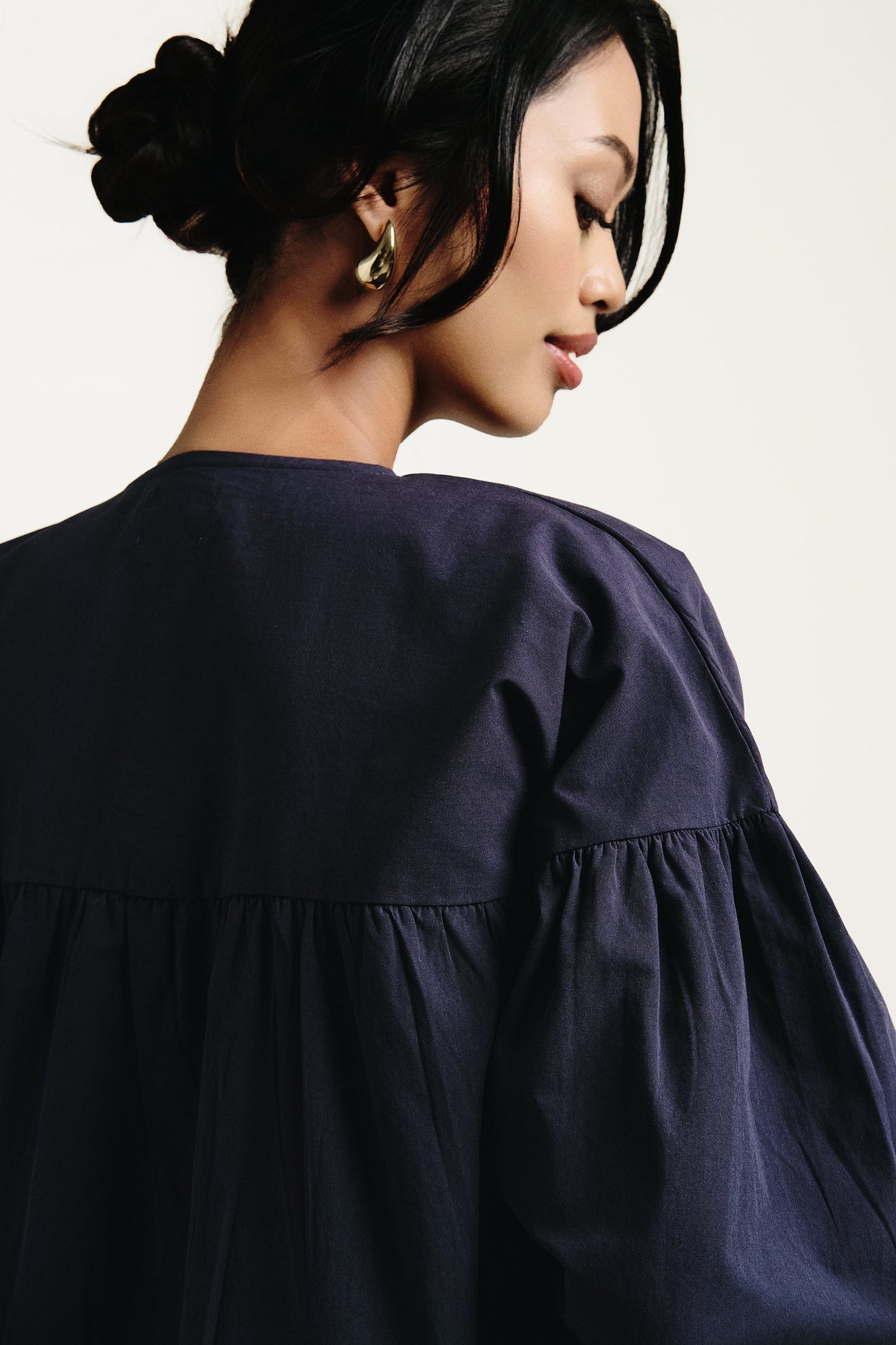 Ivory Dress | Navy Blue