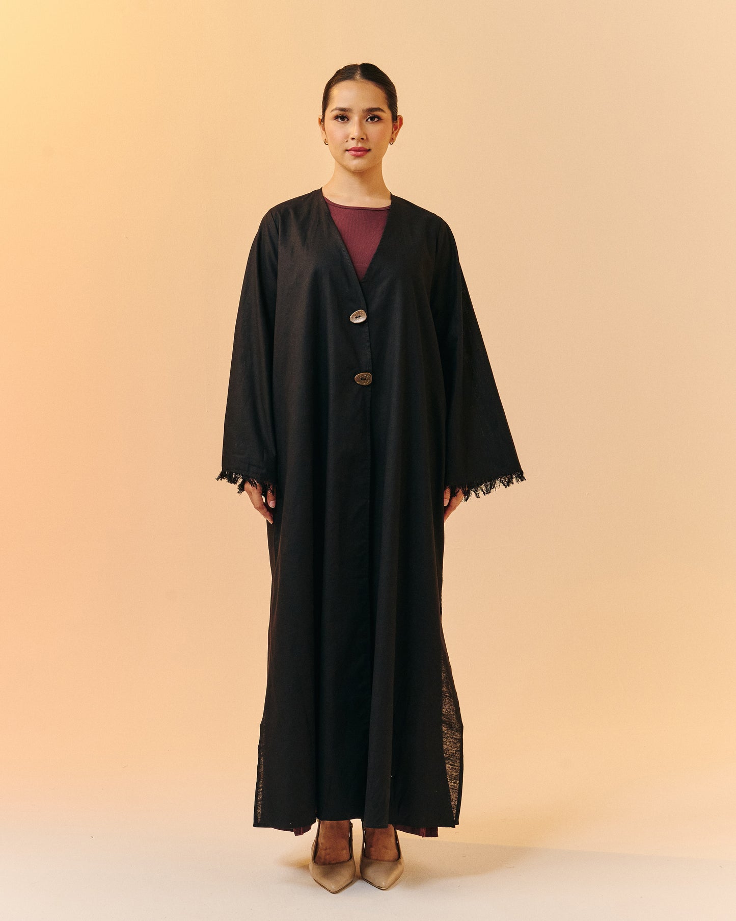 Sana Open Abaya | Noir
