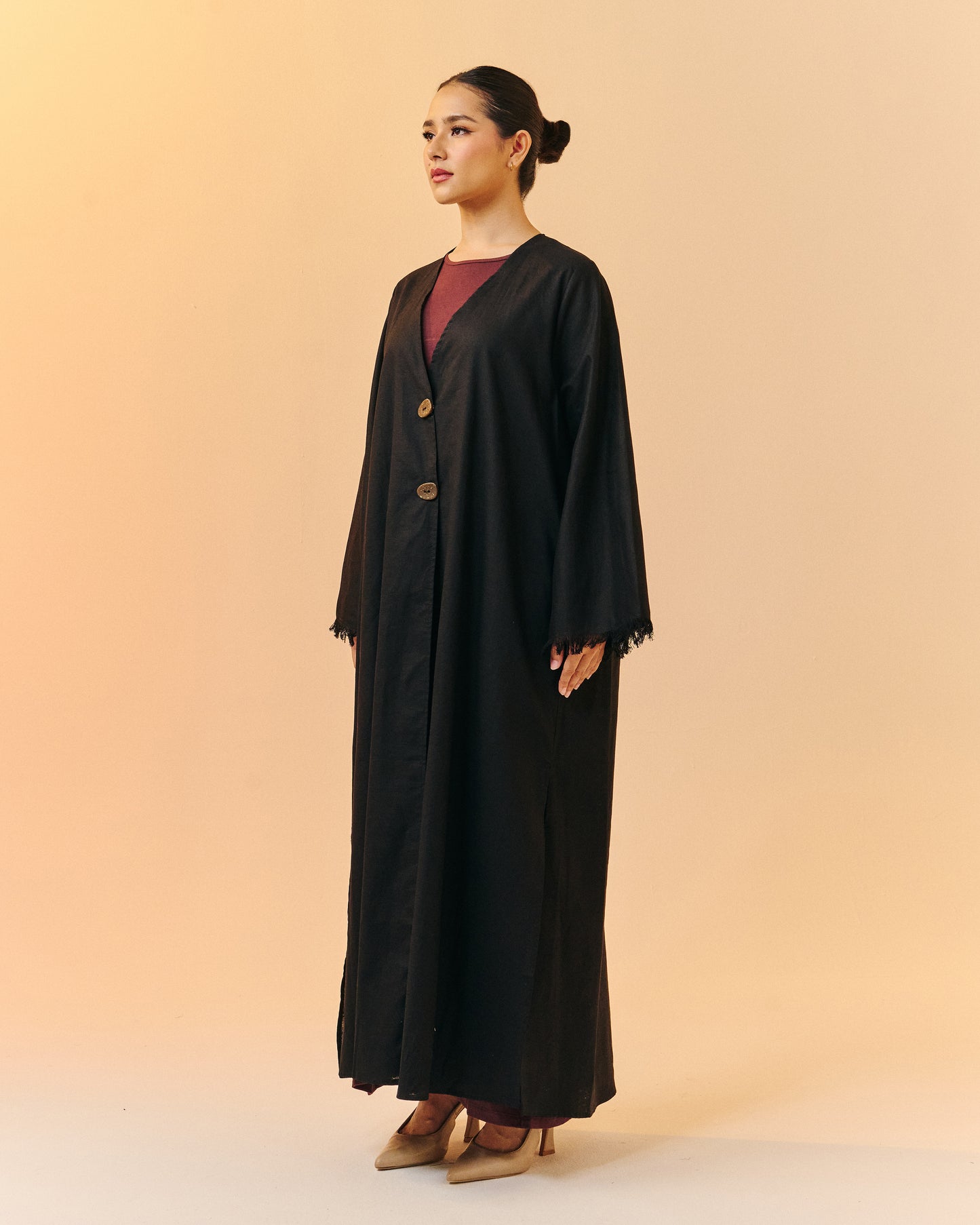 Sana Open Abaya | Noir