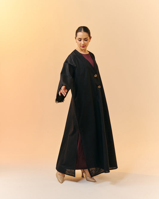 Sana Open Abaya | Noir