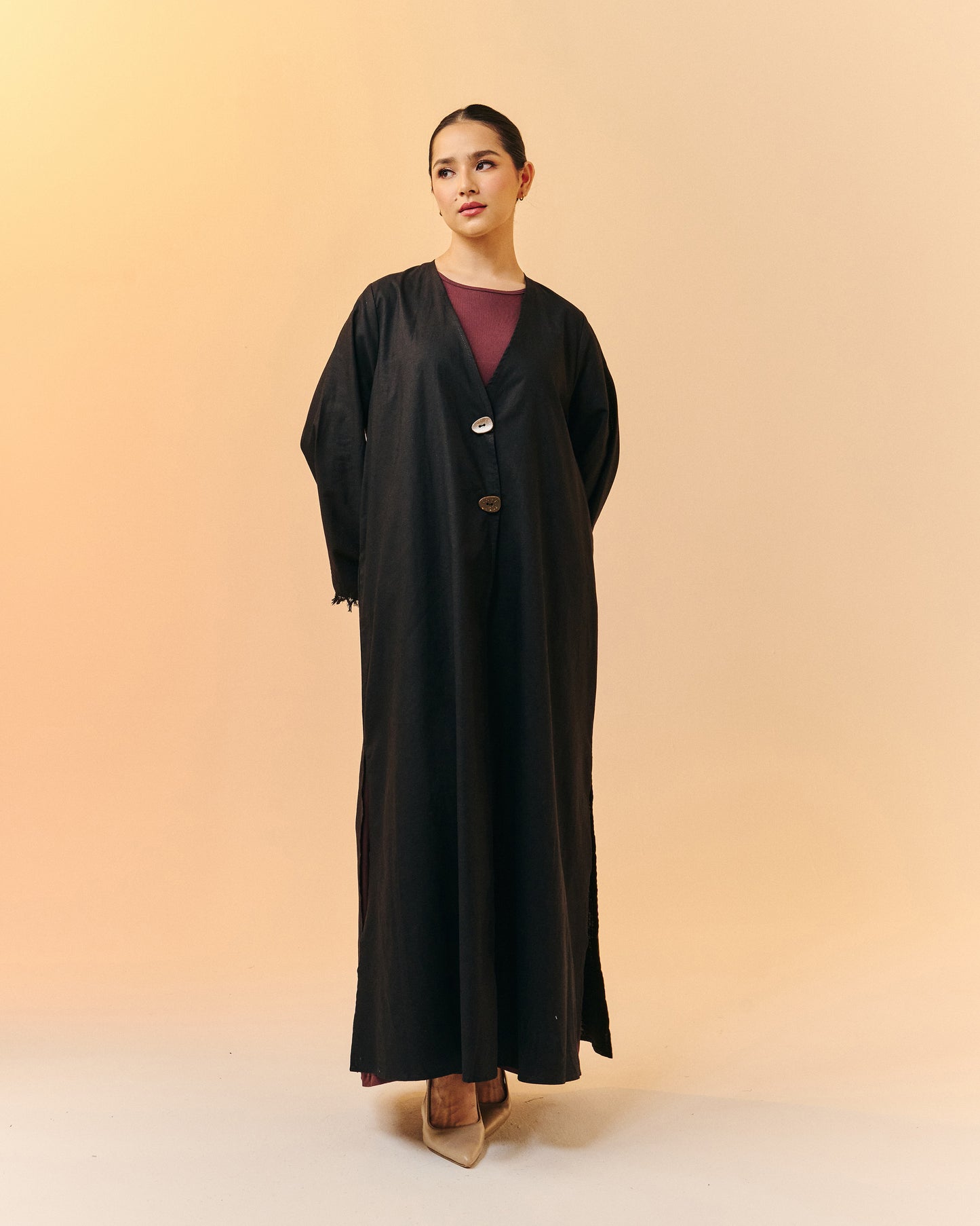 Sana Open Abaya | Noir