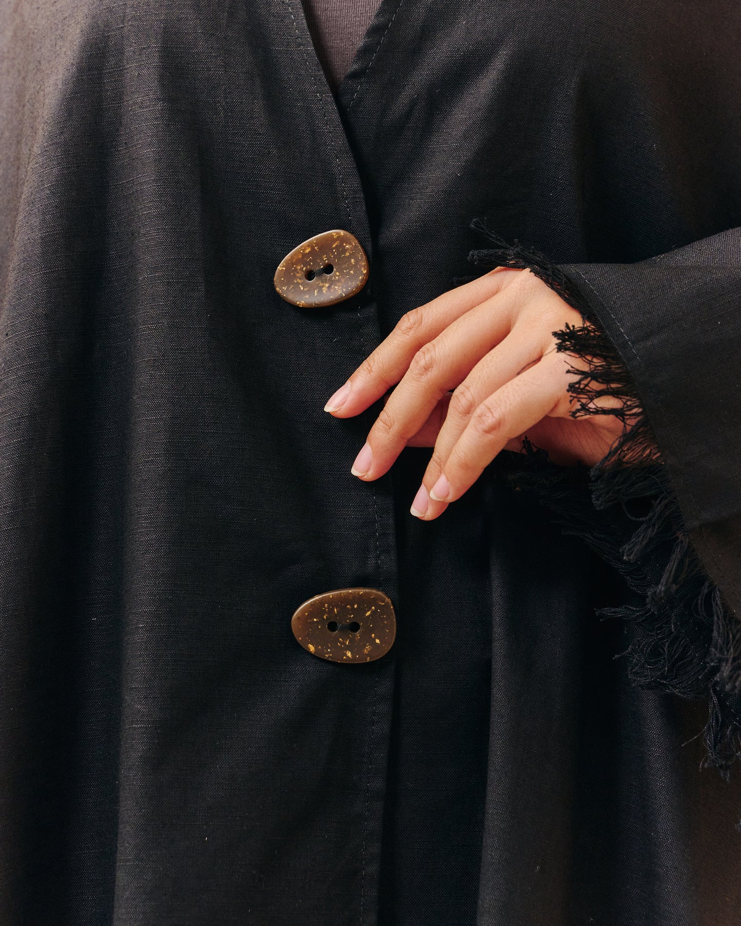 Sana Open Abaya | Noir