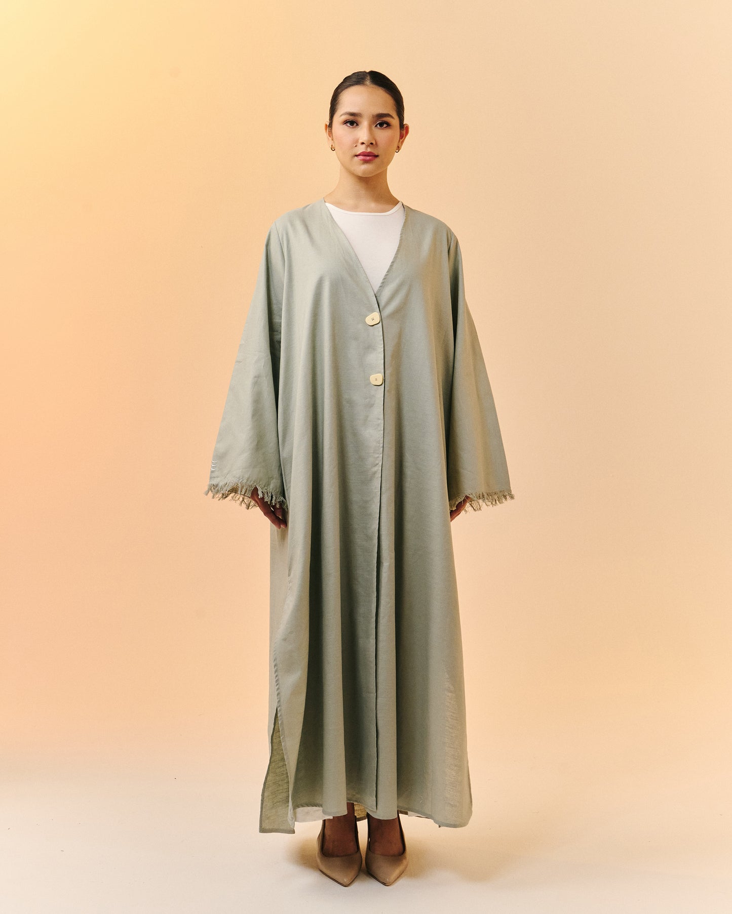 Sana Open Abaya | Sage