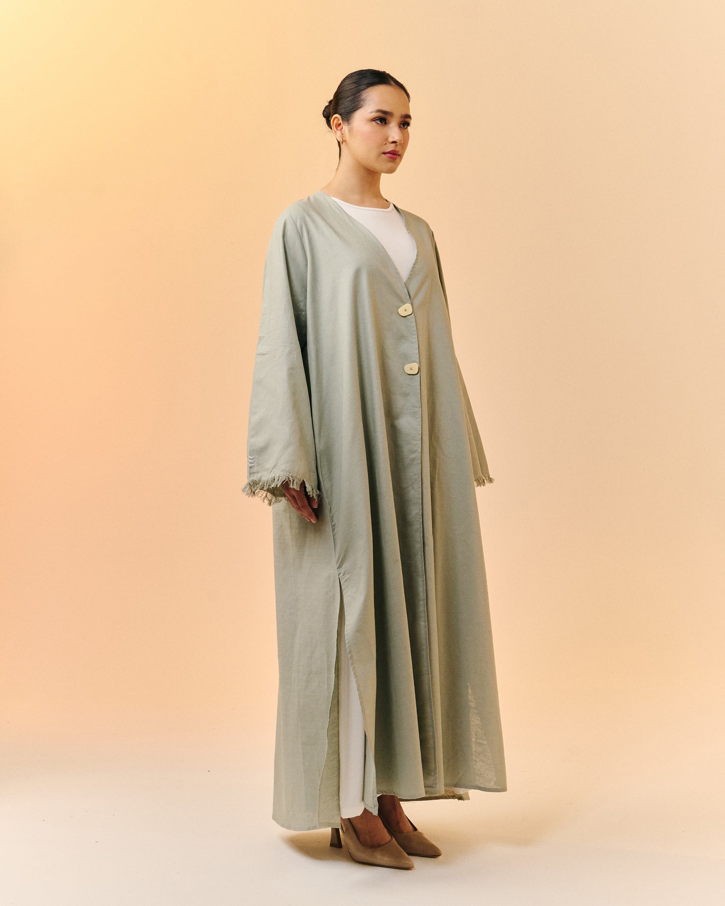 Sana Open Abaya | Sage