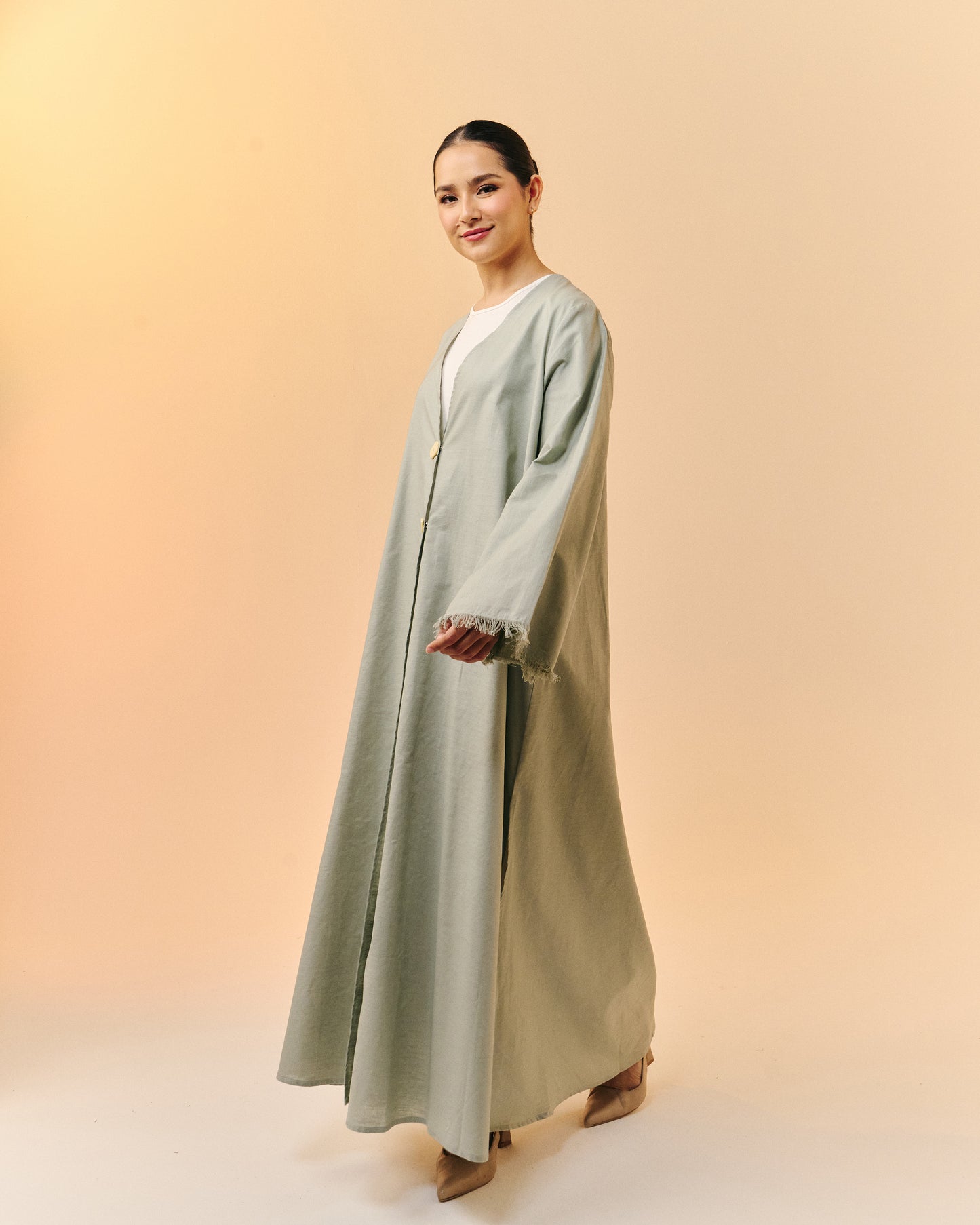 Sana Open Abaya | Sage