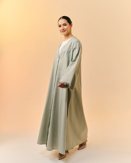 Sana Open Abaya | Sage
