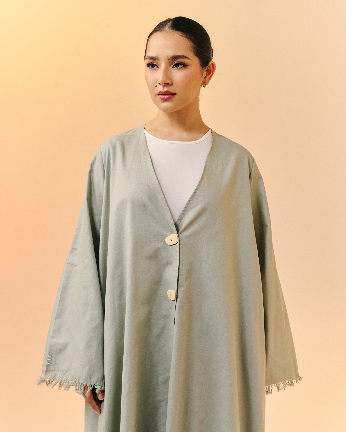 Sana Open Abaya | Sage