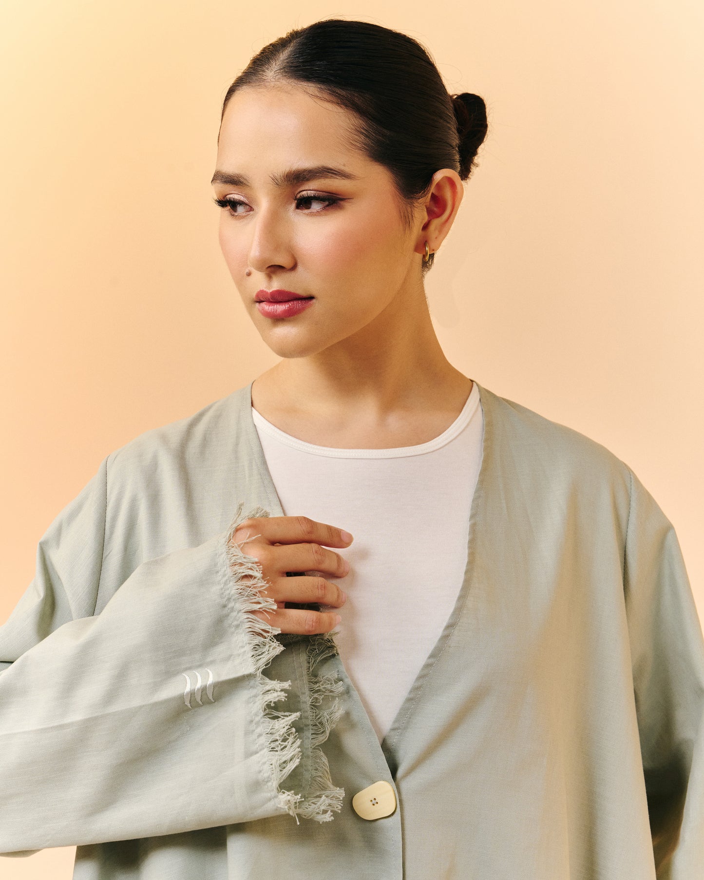 Sana Open Abaya | Sage