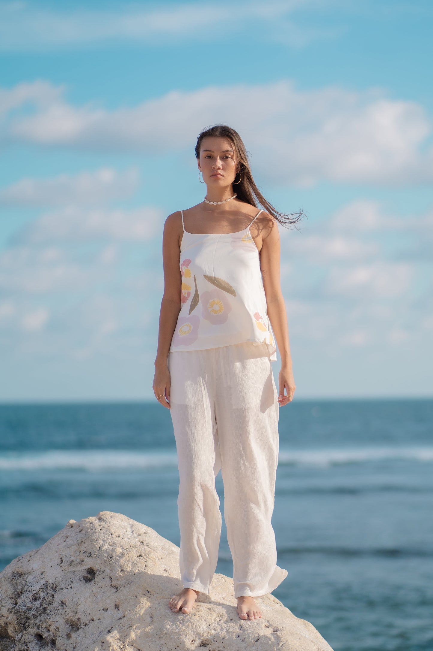 Lydia Printed Camisole | Ivory