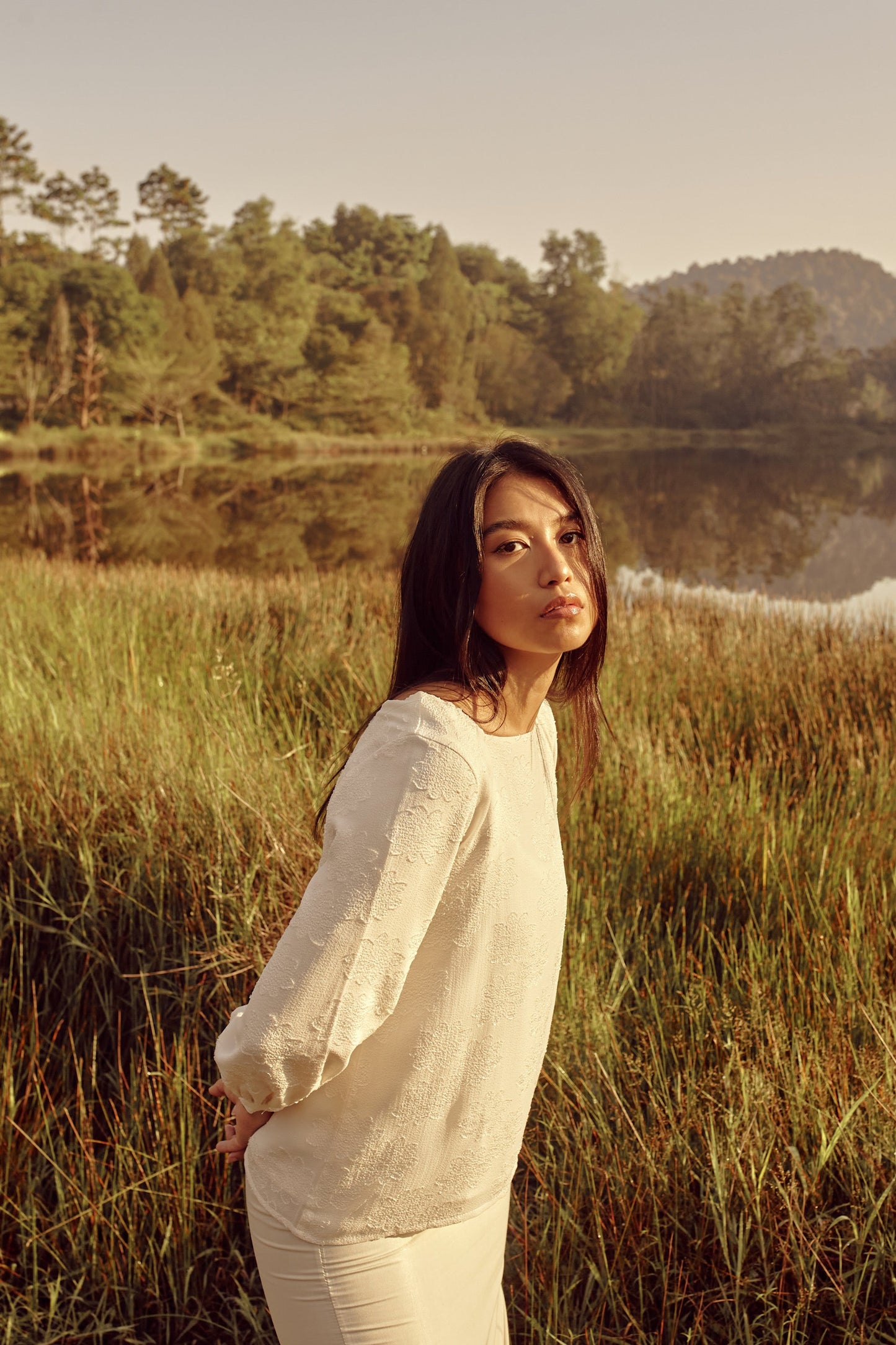 Allana Brocade Top | Pearl