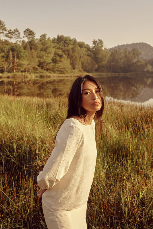 Allana Brocade Top | Pearl