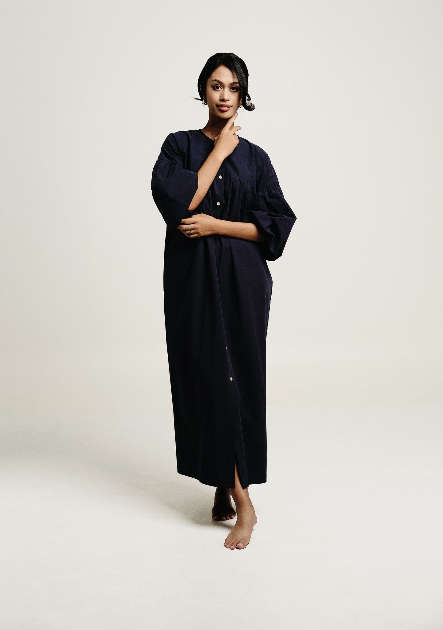 Ivory Dress | Navy Blue