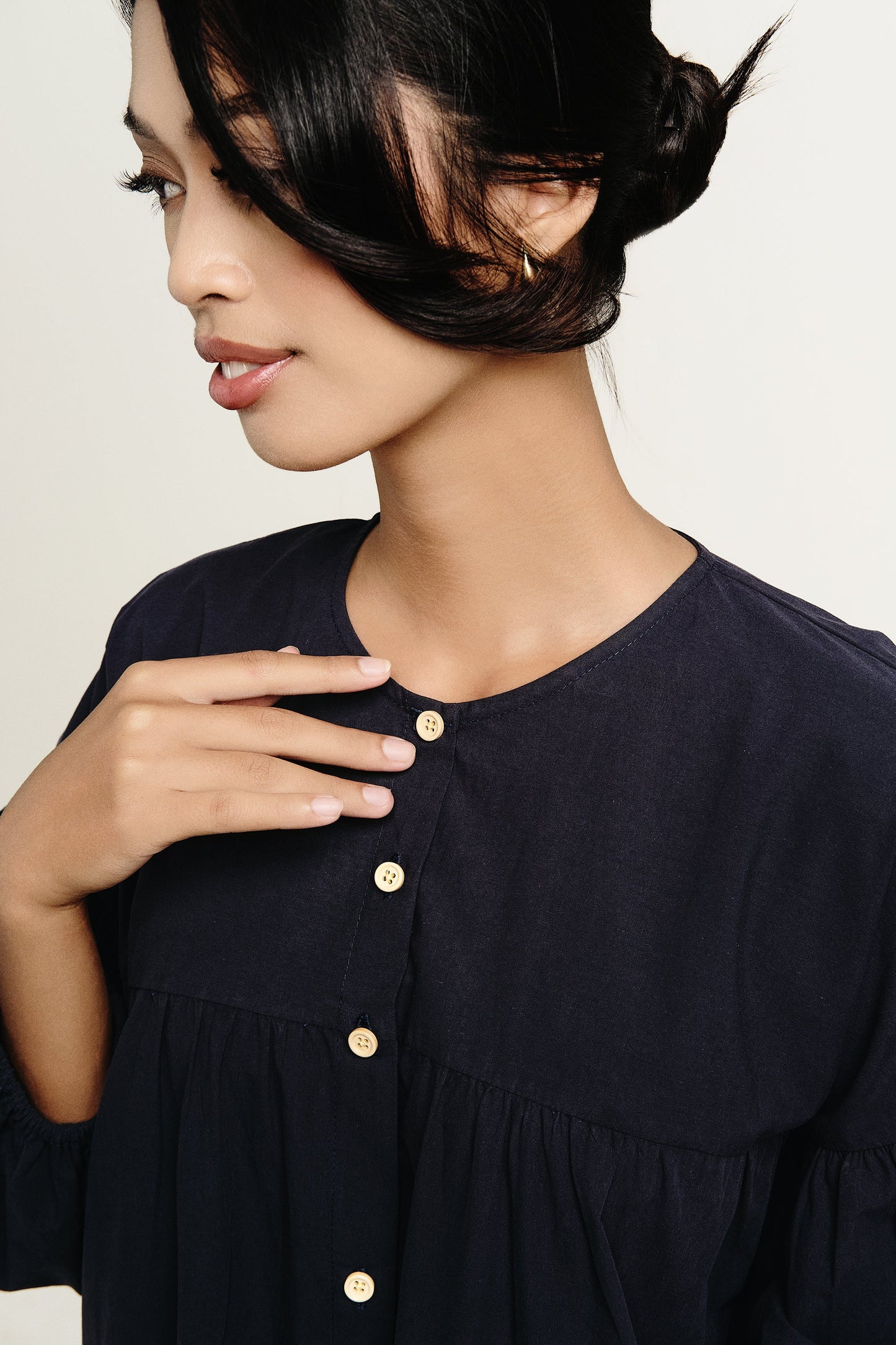 Ivory Dress | Navy Blue